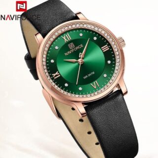 Naviforce NF5036 Classic Rhinestone Surrounded watch For Women - Green/Black