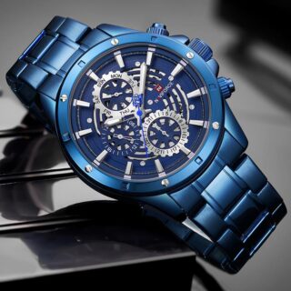 NAVIFORCE Nf9149 Day Date Function Luxury Chronograph Steel Watch - Blue