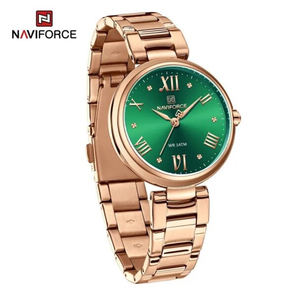 NaviForce NF5030 Casual Rose Gold Elegant Wrist watch For Women - RoseGold/Green