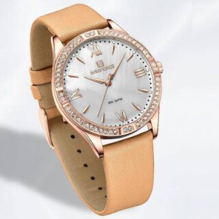 NaviForce NF5038 Fashionable Diamond Studded Dial Watch For Women - Orange