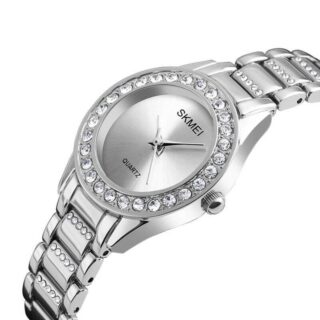 SKMEI 1262 Luxury Rhinestone Plain Display watch for women - Silver