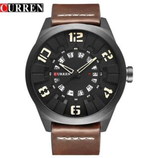 CURREN 8258 Military Sport Casual Army Leather Analog Watch For Men - Brown