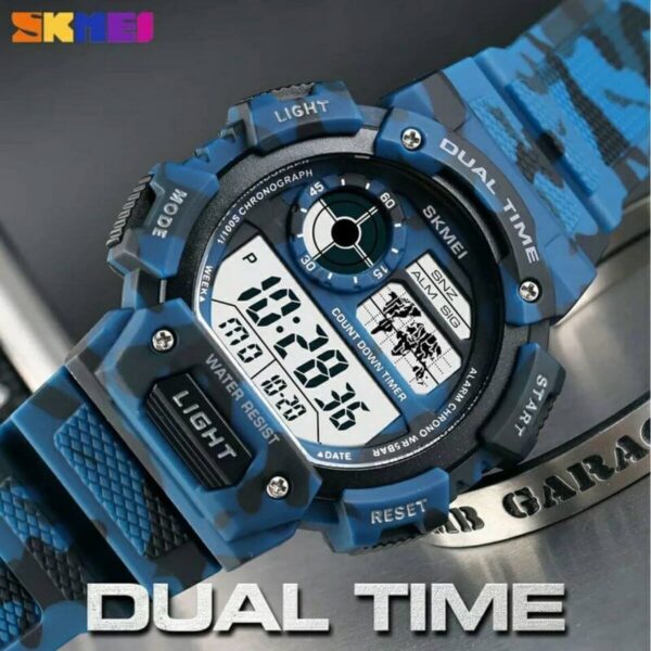 SKMEI 1723 Men's Multifunction Sports Digital Countdown Chronograph Waterproof Watch - Blue