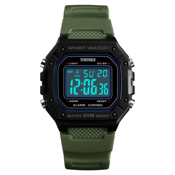 SKMEI 1496 MultiFunction 50M Waterproof Digital Sporty Watch with Silicone Strap For Men - green