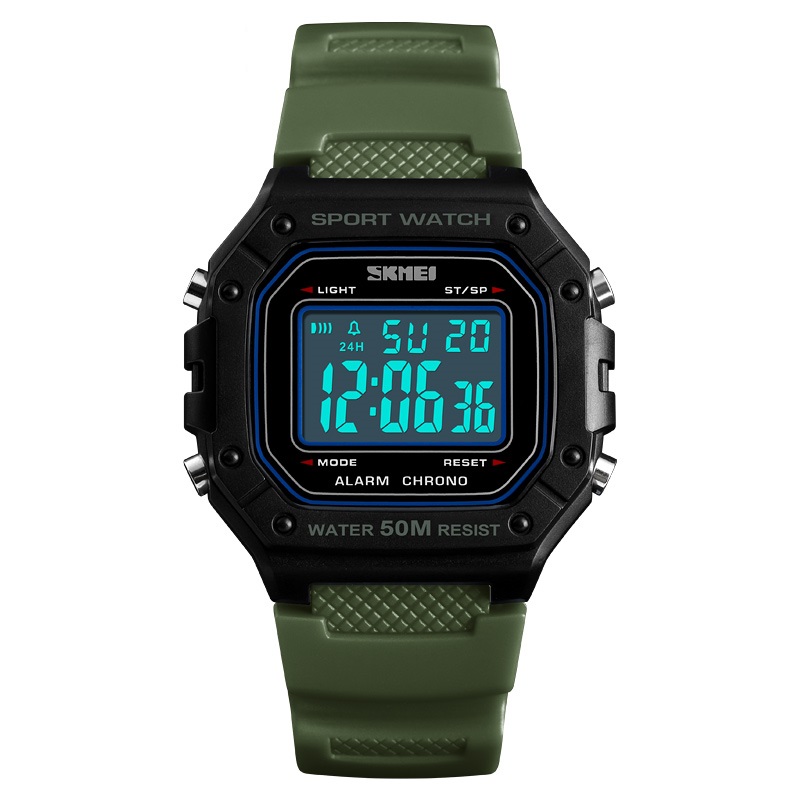 SKMEI 1496 MultiFunction 50M Waterproof Digital Sporty Watch with Silicone Strap For Men - green