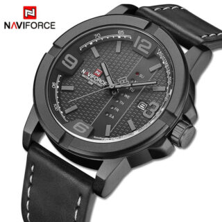 NAVIFORCE Nf9177 Top Luxury Series Day Date Function Analogue Quartz Watch - Black