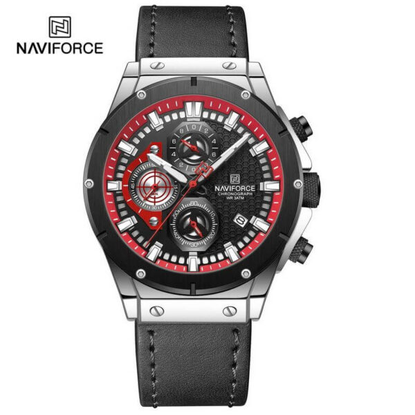 NaviForce NF8027 Men's Novicius Business Edition Leather Strap Chronograph Watch - Black