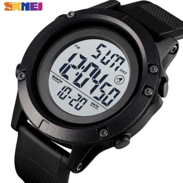 SKMEI 1068 LED Digital Alarm Outdoor Bid Dial Sport Waterproof Watch For Men - Black