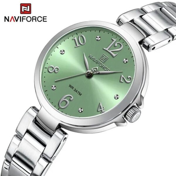 NaviForce NF5031 Luxury Bracelet Quartz Wrist watch For Women - Silver/Green