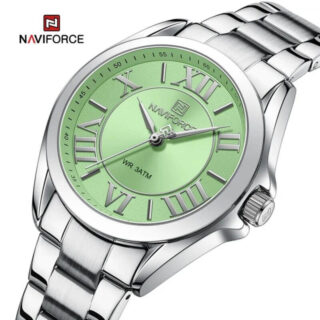 NaviForce NF5037 Women Watch Luxury Elegant Simple Roman Numeral Index Stainless Steel - Green/Silver