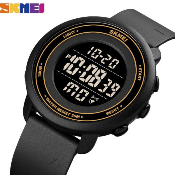 SKMEI 1736 Men's Outdoor Multifunction Countdown LED Small Dial Digital PU Strap Watch - Rosegold/Black