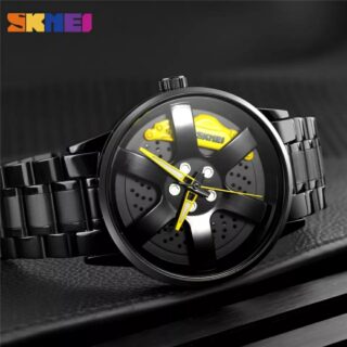 SKMEI 1787 Men's Analog New Fashion Stainless Steel Waterproof Watch - Black/Yellow