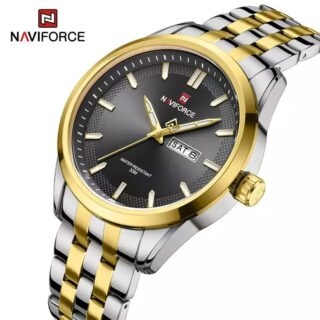 NaviForce NF9203 Men's Casual Day Date Display Stainless Steel Luminous Quartz Watch - Golden/Silver