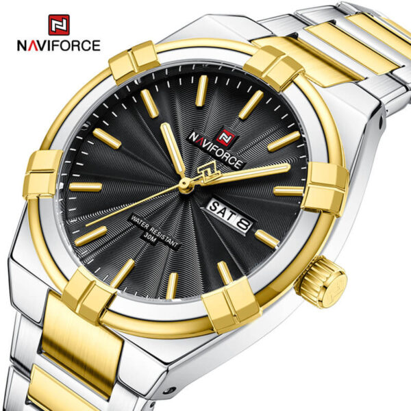NaviForce NF9218 Simple Elegant Day Date Display Watch For Men - Golden/Black