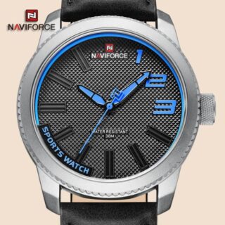 NaviForce NF9202 Creative Design Fashion Leather Strap Analog Wristwatch For Men - Black/Blue