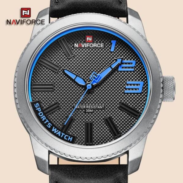 NaviForce NF9202 Creative Design Fashion Leather Strap Analog Wristwatch For Men - Black/Blue