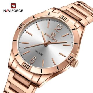 NaviForce NF5029 Women's Watch Minimalist Elegant Casual Round Shape Stainless Steel - White/RoseGold