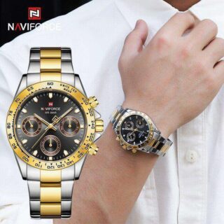 NAVIFORCE NF9193 Unisex Classic Business Luminous Multifunction Chronograph Stainless Steel Watch - Silver/Golden