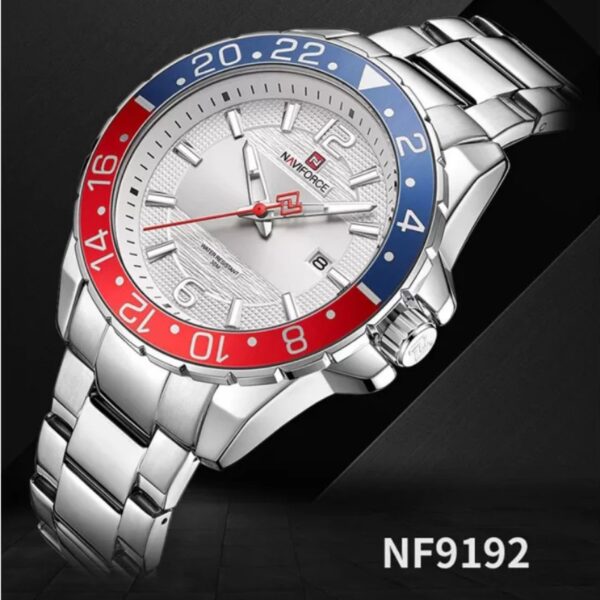 NaviForce NF9192 Date Function Stainless Steel Analog Watch For Men - Silver/White