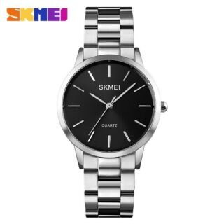 SKMEI 1695 Women's Top Luxury Stainless Steel Quartz Movement Watch - Silver/Black