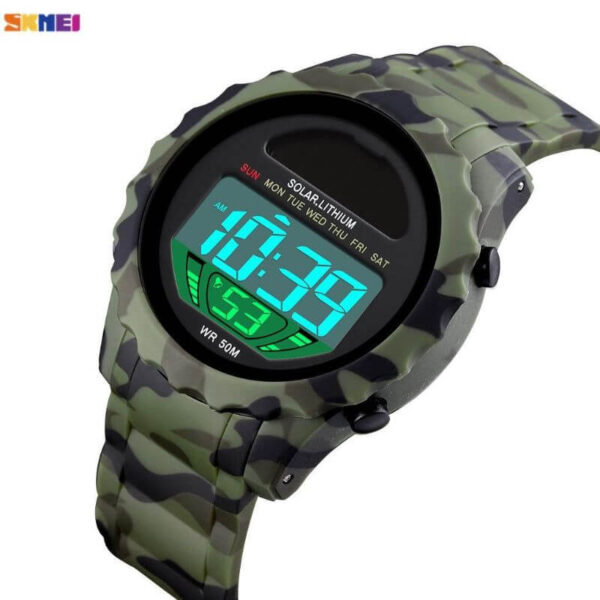 SKMEI 1585 Men Sports Solar Power Lithium Battery Digital Waterproof Wristwatch - Green