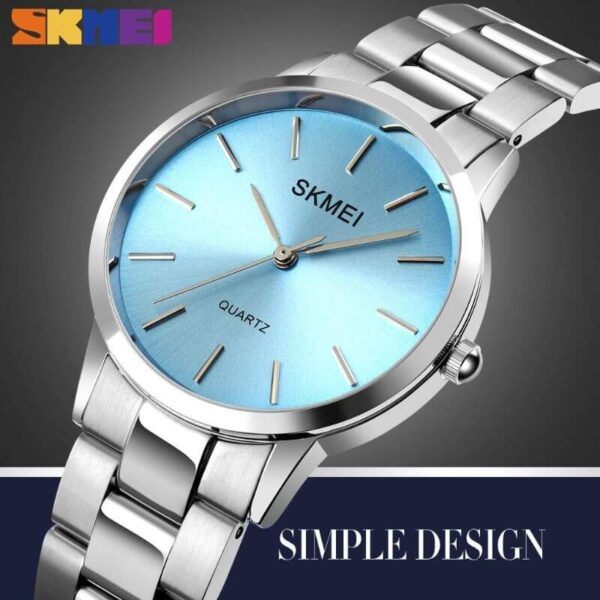 SKMEI 1695 Women's Top Luxury Stainless Steel Quartz Movement Watch - Silver/Blue