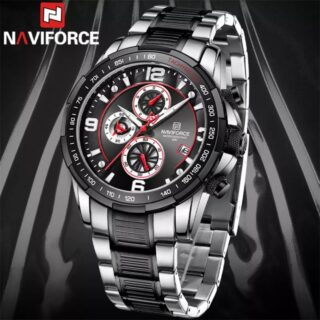 NaviForce NF8020 Fashion Multifunction Chronograph Date Display Stainless Steel Wristwatch For Men - Silver/Black