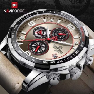 NaviForce NF8020 Fashion Multifunction Chronograph Date Display Leather Strap Wristwatch For Men - Grey