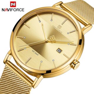 NAVIFORCE NF3008 Date Function Stylish Elegant Casual Quartz Watch For Men - Golden