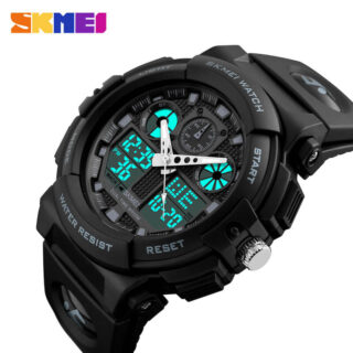 SKMEI 1270 Digital Analog Multifunction Men's Military Outdoor Chrono EL Light Display Sport Watch - Black